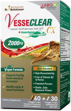 LABO Nutrition VesseCLEAR CX Nattokinase NSK-SD con Gamma Oryzanol – 3 Pack, 90 Cápsulas Veganas DR (45 Días)