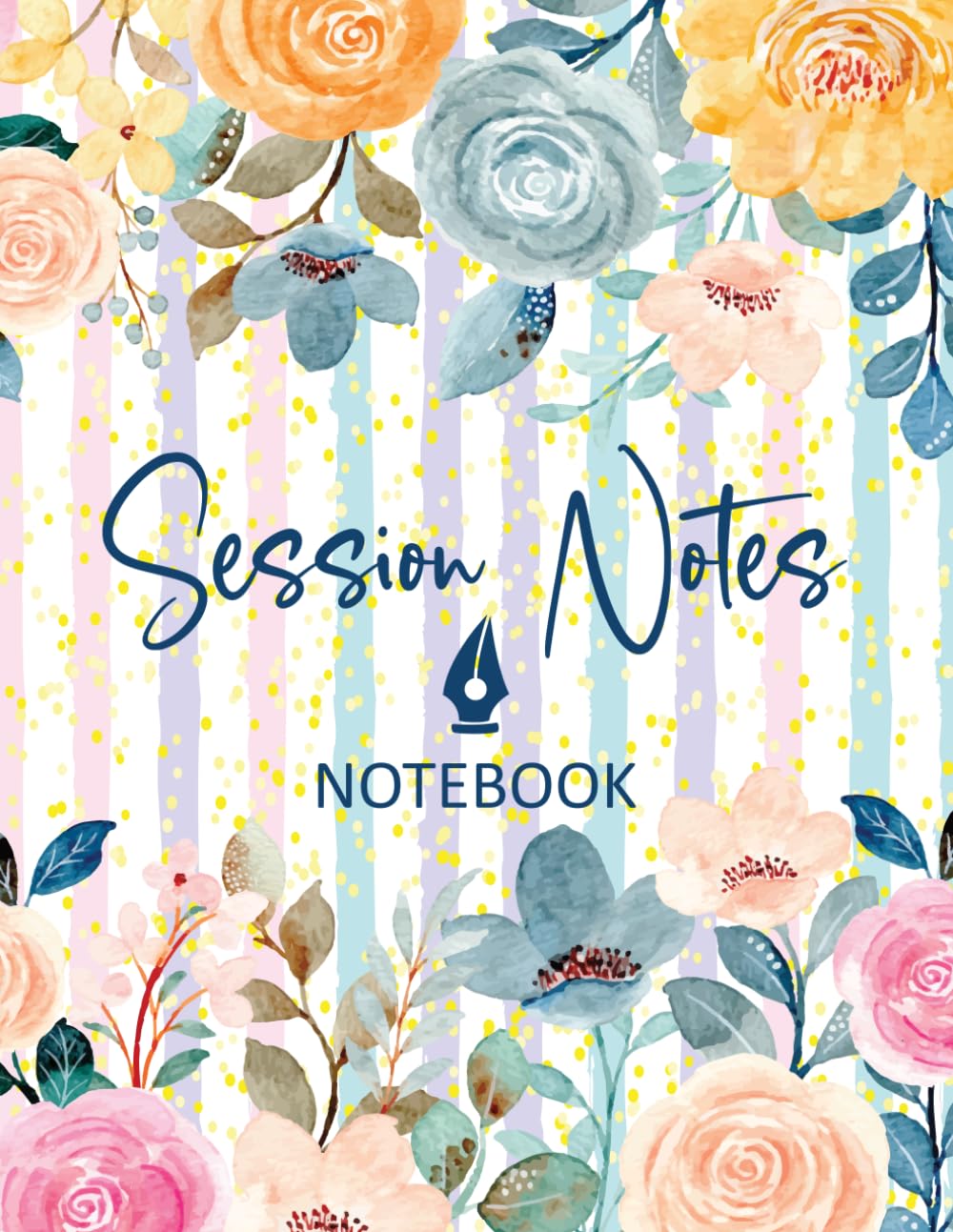 Cuaderno de Notas de Sesión para Terapeutas, Consejeros, Coaches y Trabajadores Sociales - Libro de Registro Personalizado con Diseño de Flores