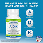 Power By Naturals ADK – Suplemento de Vitaminas A, D3 y K2 MK-7 – 60 Cápsulas