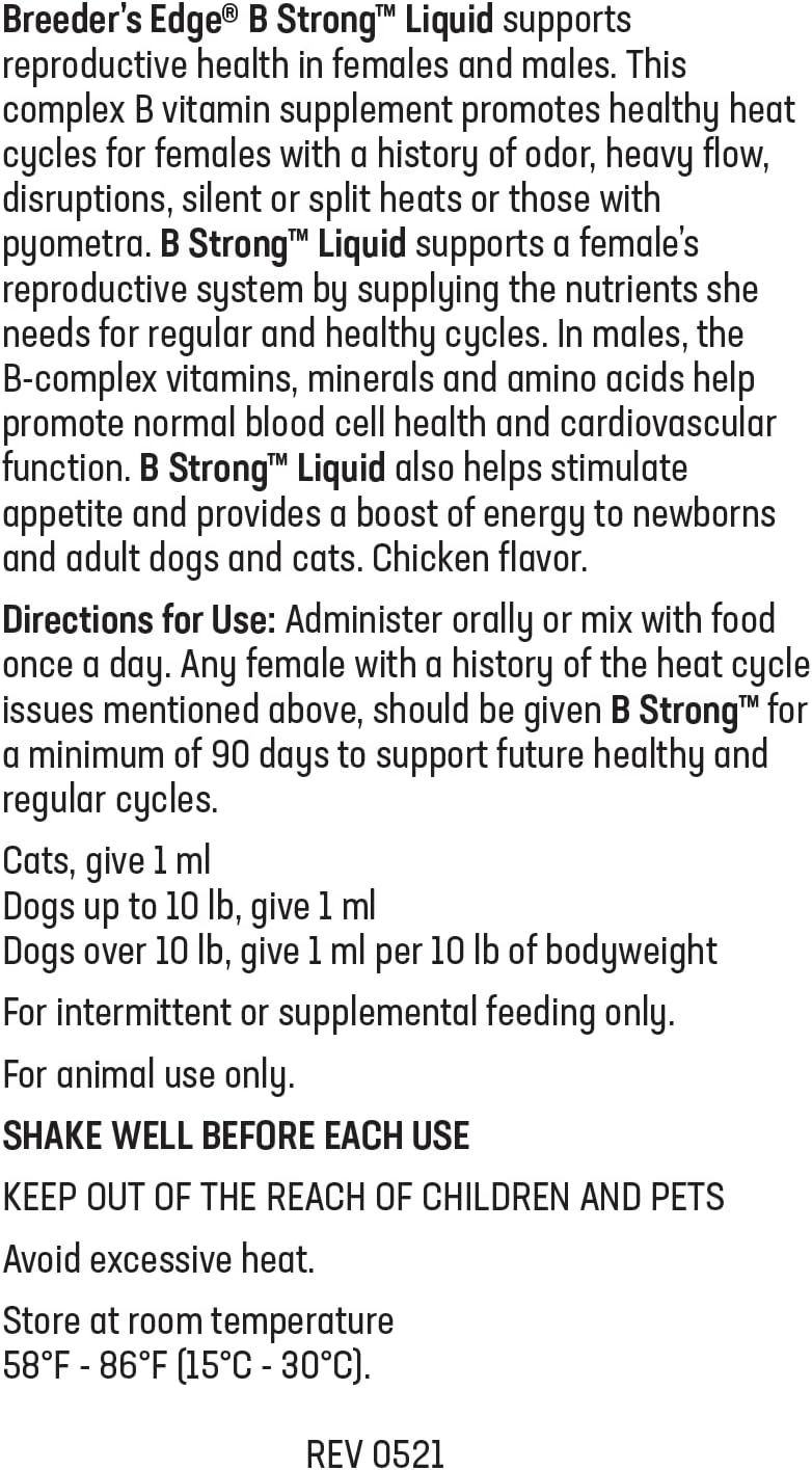 Breeder's Edge B Strong Líquido - Vitaminas B para Perros y Gatos - 946 ml