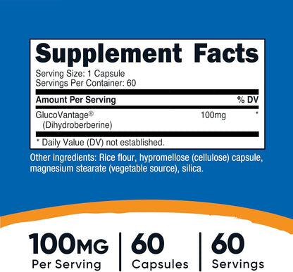 Nutricost Cápsulas de Dihidroberberina (100 – Dosis reducidas: Gracias a su mejor absorción, se puede obtener un – Image 2
