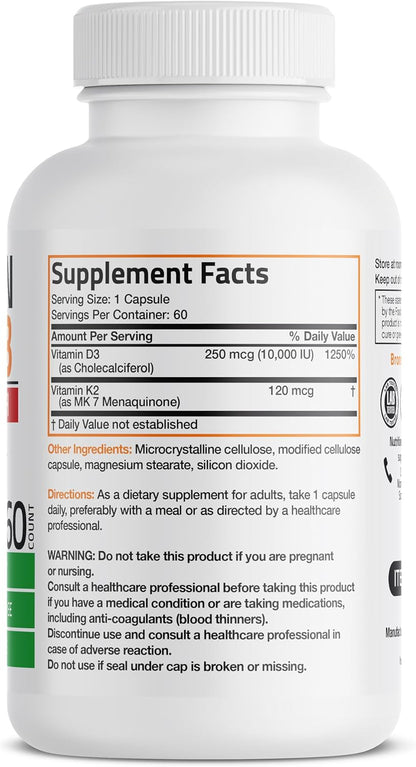 Bronson Vitamina K2 (MK-7) con D3 Extra – La vitamina D contribuye al mantenimiento de los niveles normales de – Image 2