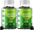 Vitamatic 2 Packs Moringa Gummies – Sugar-Free Botanical Extract – Green Superfood Supplement – Vegan, Pectin-Based, Non-GMO – Plant-Based Gummies – 60 Count
