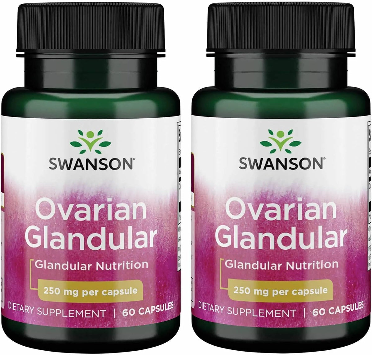 Swanson Ovarian Glandular - Complemento para la Salud Glandular Femenina - 2 Frascos de 60 Cápsulas (250 mg cada una) – Image 1