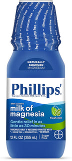 Phillips' Leche de Magnesia, Menta Fresca, 12 Fl Oz - Pack de 4