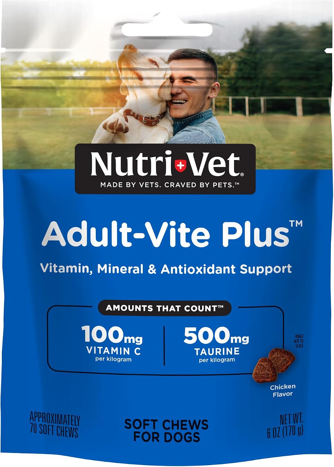 Nutri-Vet Adult-Vite Plus Multivitamínico para Perros, Snacks Blandos, 70 Unidades