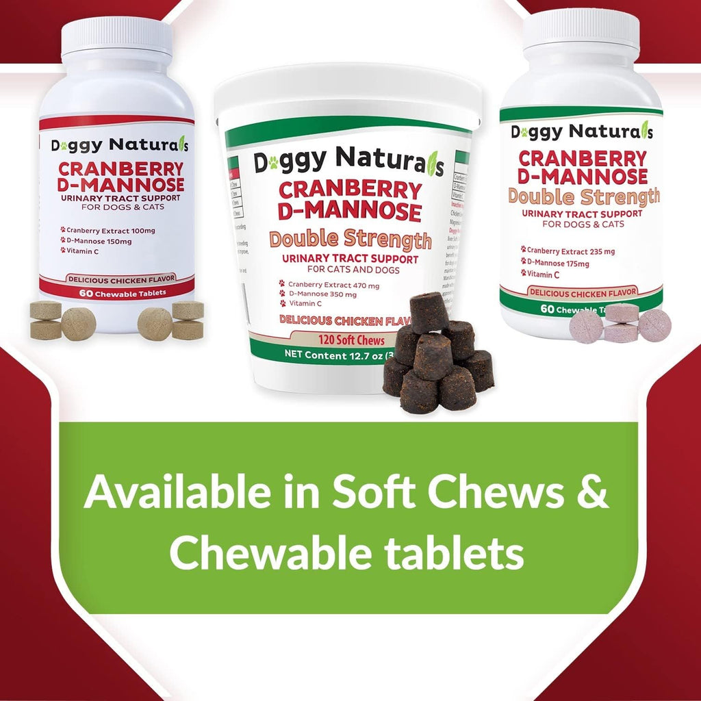 Cranberry D-Mannose para Perros y Gatos - Apoyo para el Tracto Urinario - 60 Comprimidos Masticables