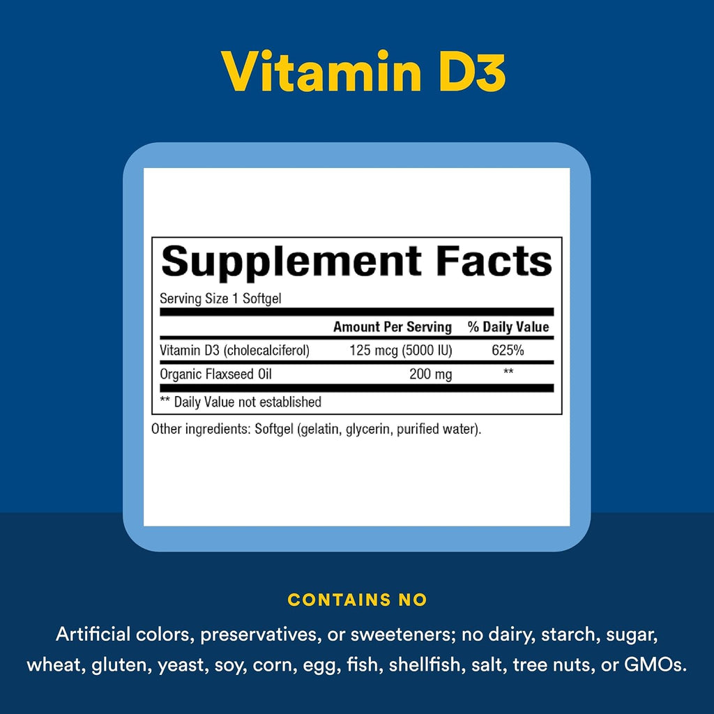 Natural Factors Vitamina D3 5000 UI, 120 Cápsulas Blandas