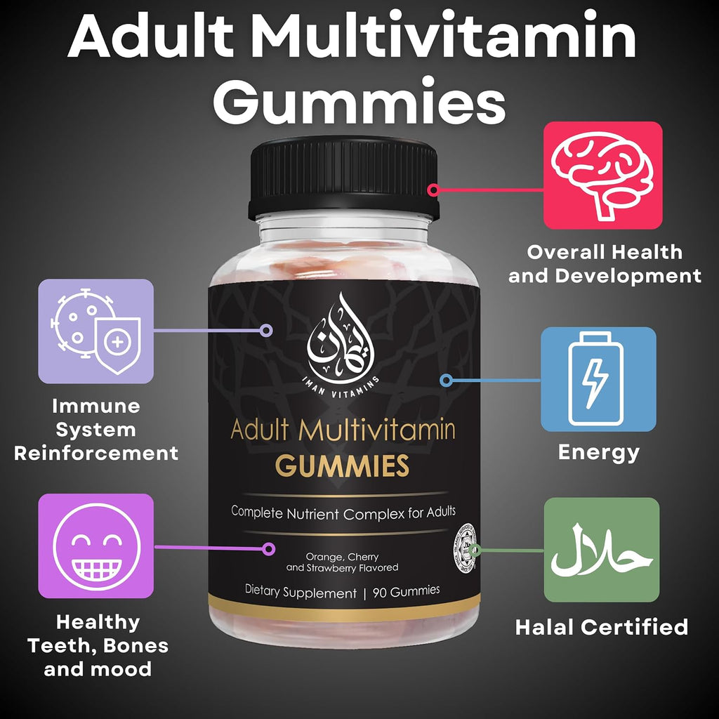 Iman Vitamins Halal Complete Complex Adult Multivitamin Gummies - 90 Gominolas
