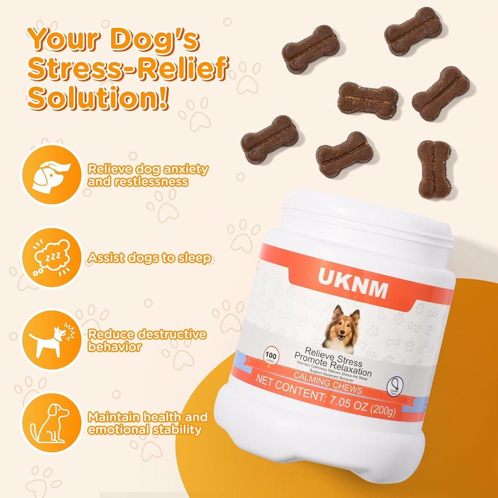 Dog Calming Chews 100 Unidades – Golosinas Calmantes para Perros con Ingredientes Naturales, Sabor Pollo