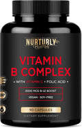 NURTURLY Complejo B con Vitamina C – Todas las Vitaminas B Esenciales – 90 Cápsulas