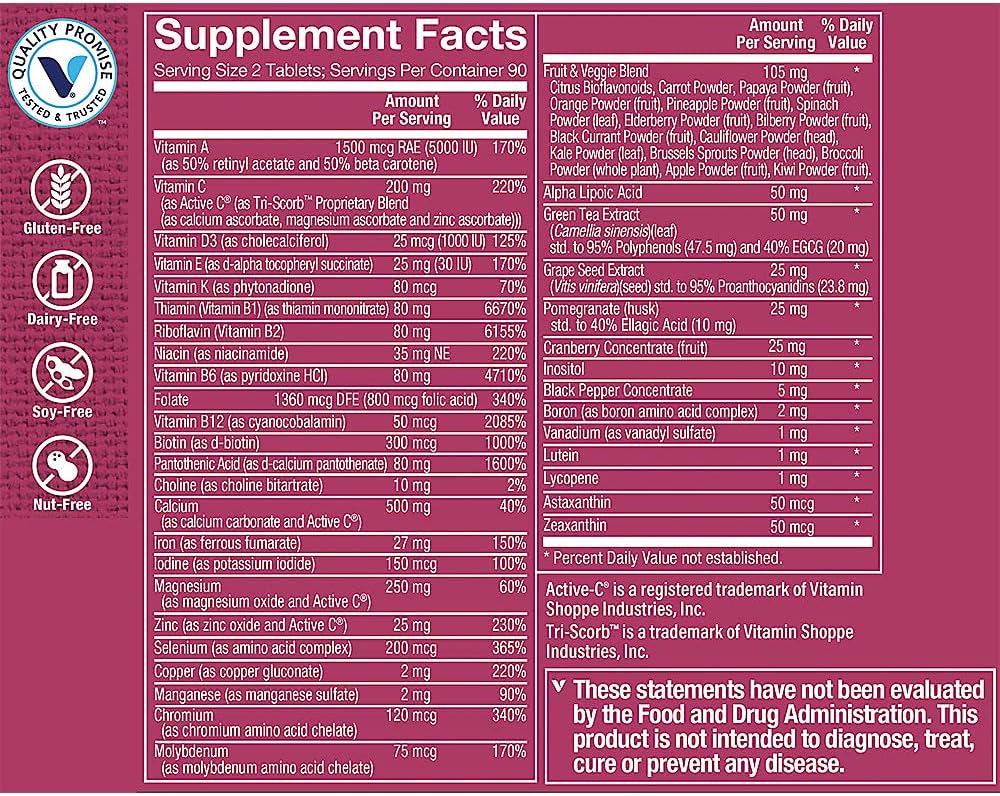 The Vitamin Shoppe Ultimate Woman Multivitamin – Multivitamínico para Mujeres, 180 Comprimidos
