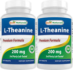 Best Naturals L-Teanina 200 mg | Relajación sin Somnolencia | 120 Comprimidos Vegetarianos (Paquete de 2)