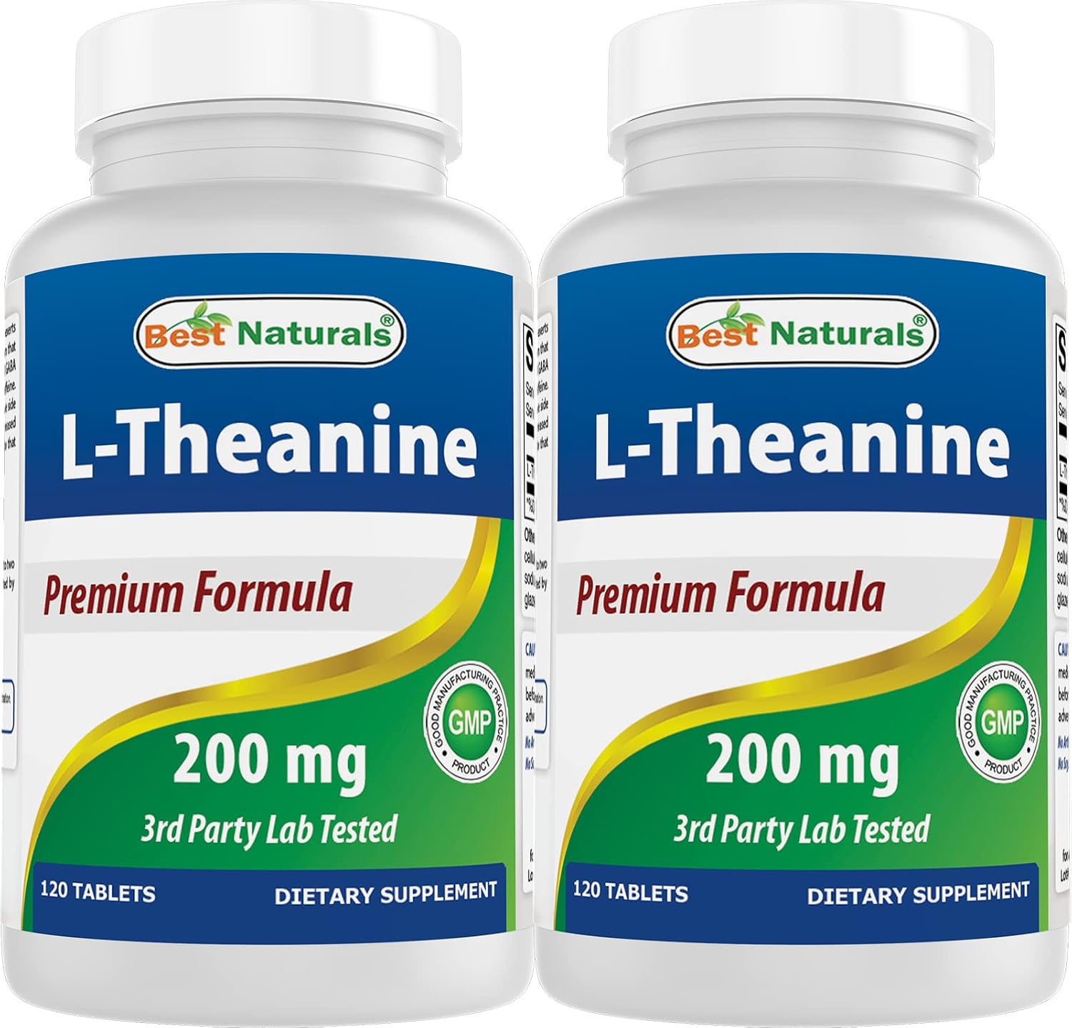 Best Naturals L-Teanina 200 mg | Relajación sin Somnolencia | 120 Comprimidos Vegetarianos (Paquete de 2)