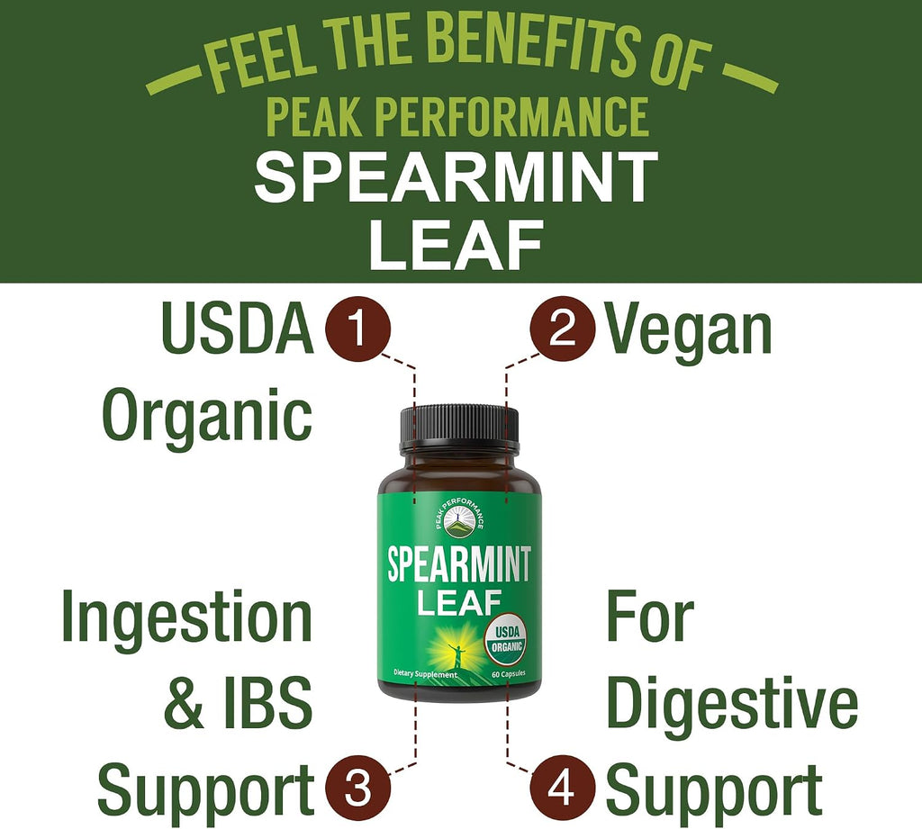 Peak Performance Cápsulas de Menta Verde Orgánicas USDA
