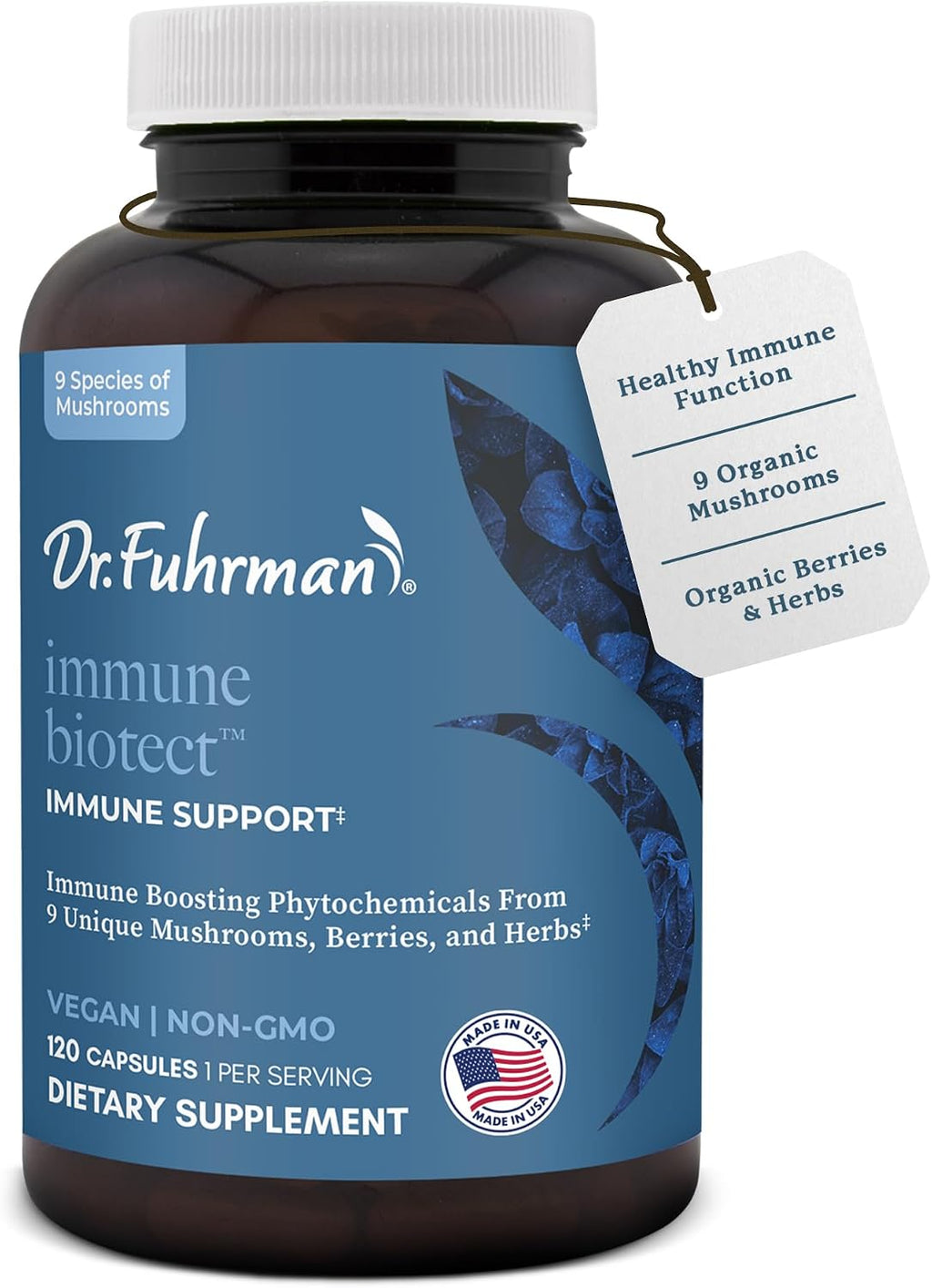 Dr. Fuhrman Immune Biotect – Apoyo Inmunológico Natural con Champiñones Orgánicos, Bayas y Astrágalo – 120 Cápsulas