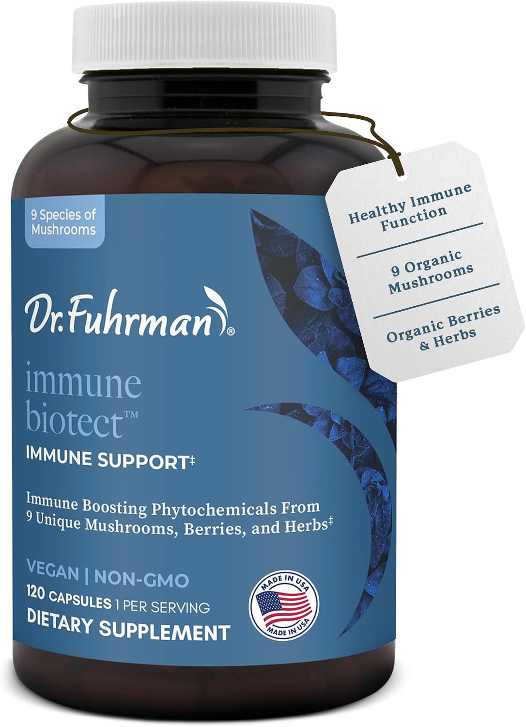 Dr. Fuhrman Immune Biotect – Apoyo Inmunológico Natural con Champiñones Orgánicos, Bayas y Astrágalo – 120 Cápsulas