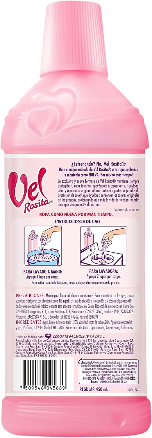 Detergente Liquido para Ropa Vel Rosita – Presentación de 450 ml: tamaño práctico para uso diario o viajes. – Image 6