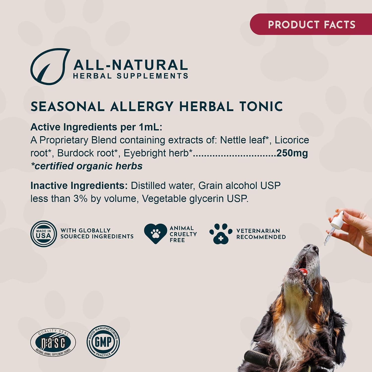 Seasonal Allergy Treatment for Dogs - Liquid Herbal Support for Dogs & Cats, Wellness Supplement for Sensitive Skin & Seasonal Comfort, Licorice Tincture, 100% Organic - 30 ml