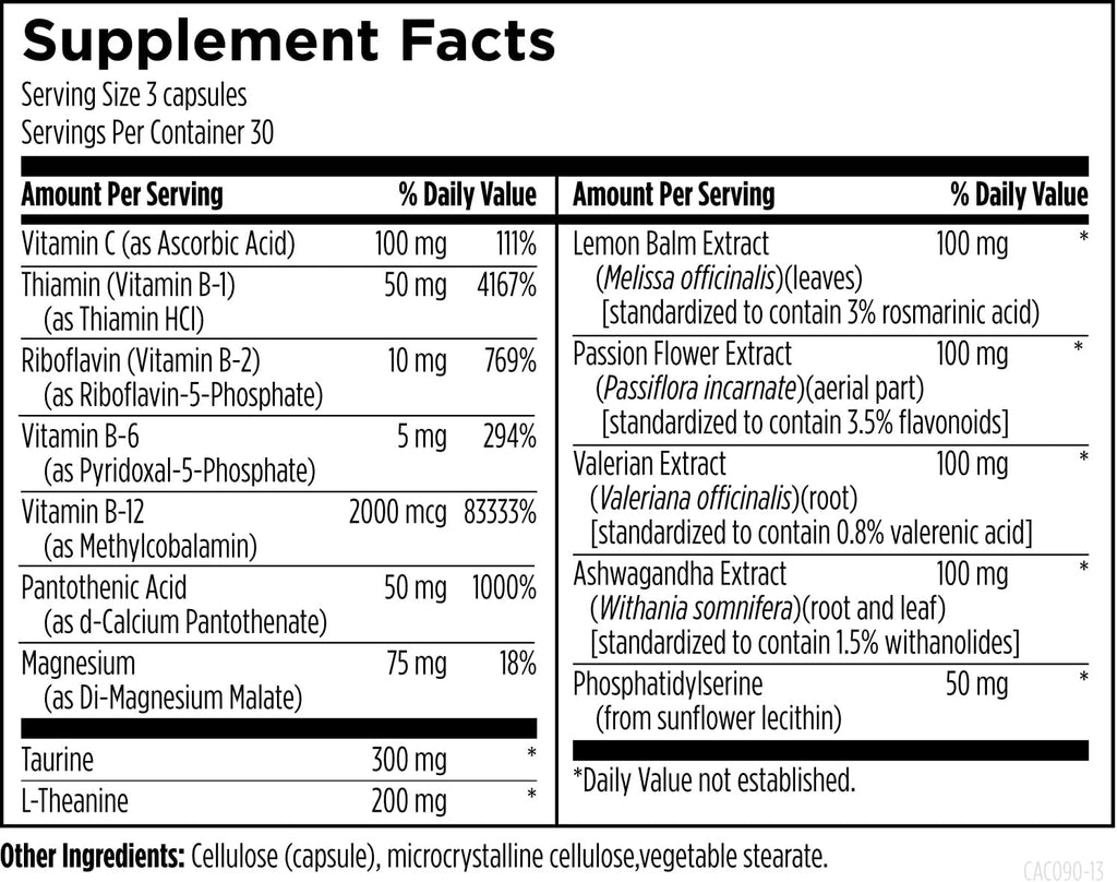 Designs for Health CatecholaCalm - Suplemento con Hierbas Adaptogénicas y Vitaminas para el Estado de Ánimo y la Calma (90 Cápsulas)