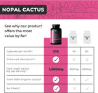 Cápsulas de Nopal Orgánico 1500mg con Extracto de Pimienta Negra - 240 Cápsulas