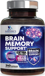 Suplemento para la Memoria y el Cerebro - Nootrópicos 3X Concentración, Claridad y Enfoque - Con Bacopa, Fosfatidilserina y DMAE - 240 Cápsulas