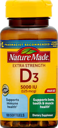 Vitamina D3 5000 UI (125 mcg), 180 Cápsulas Blandas - Nature Made