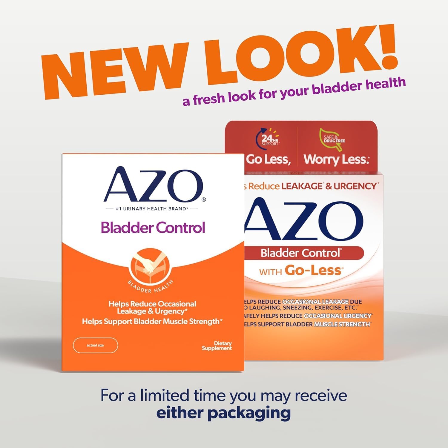 AZO Bladder Control con Go-Less | Suplemento Diario para el Bienestar de la Vejiga | 54 Cápsulas
