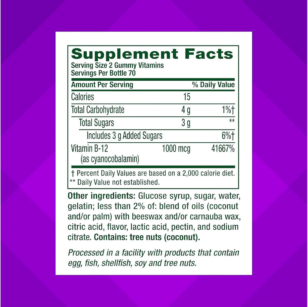 Vitafusion B-12 1000 mcg, 140 gominolas (Paquete de 2)