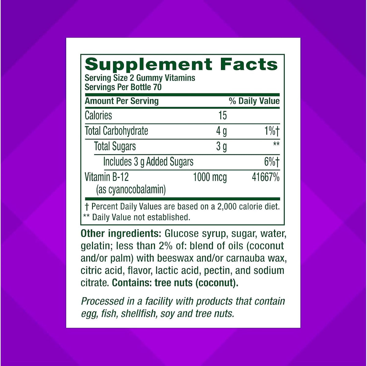 Vitafusion B-12 1000 mcg, 140 gominolas – Sin colorantes sintéticos (FD&C) – Image 8