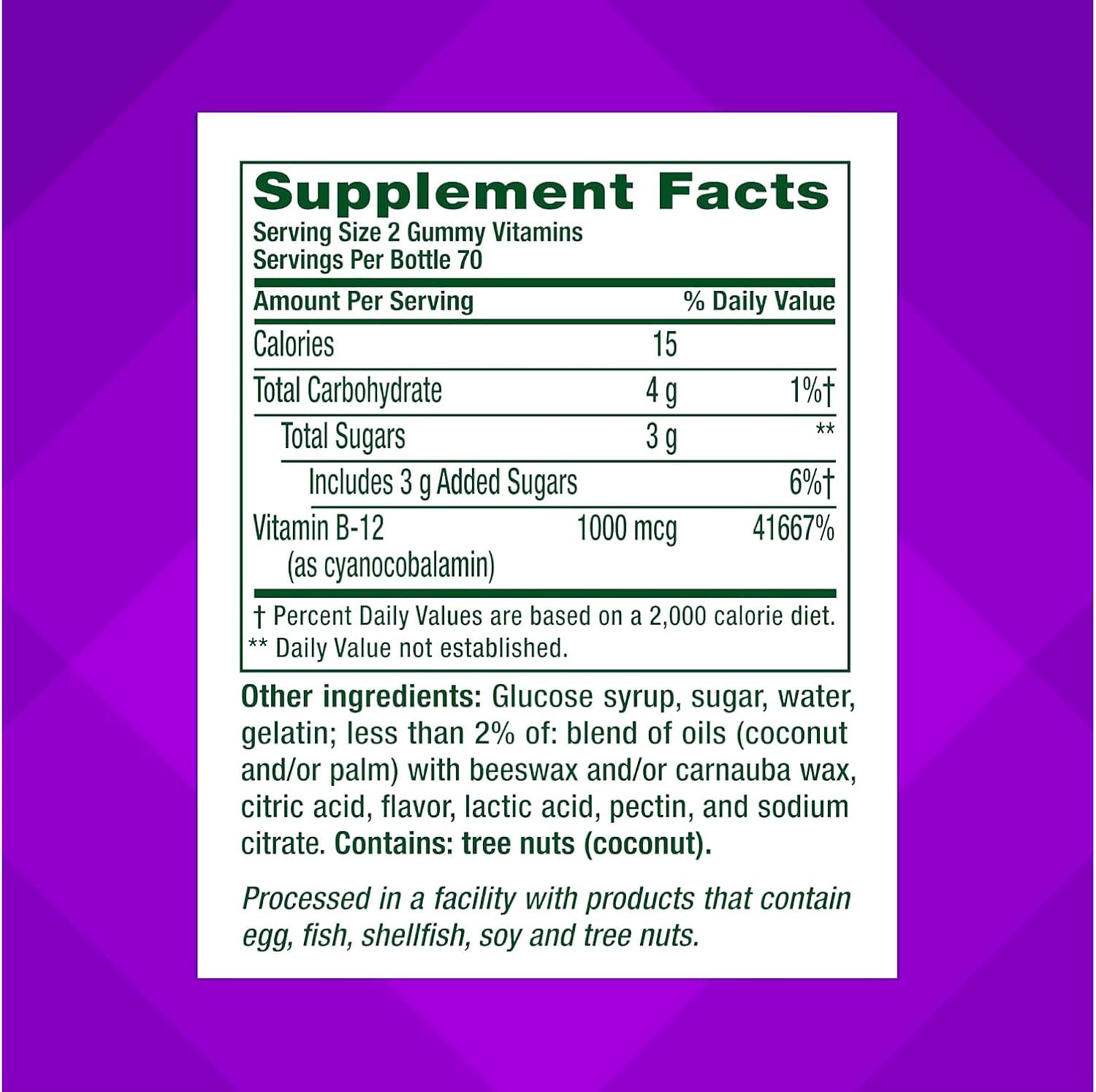 Vitafusion B-12 1000 mcg, 140 gominolas (Paquete de 2)
