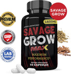 (2 Paquete) Savage Grow Max 1600MG Fórmula Avanzada para la Salud Masculina 120 Cápsulas