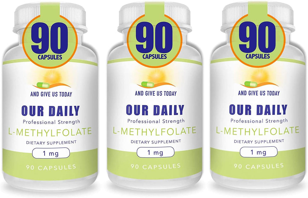 L-Metilfolato 1 mg (1000 mcg) - Folato Activo 5-MTHF, Sin Excipientes, 90 Cápsulas Vegetales