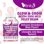 VITINITY Biotin 5000 mcg Extra Strength - Gominolas sin azúcar - 60 unidades (30 días)