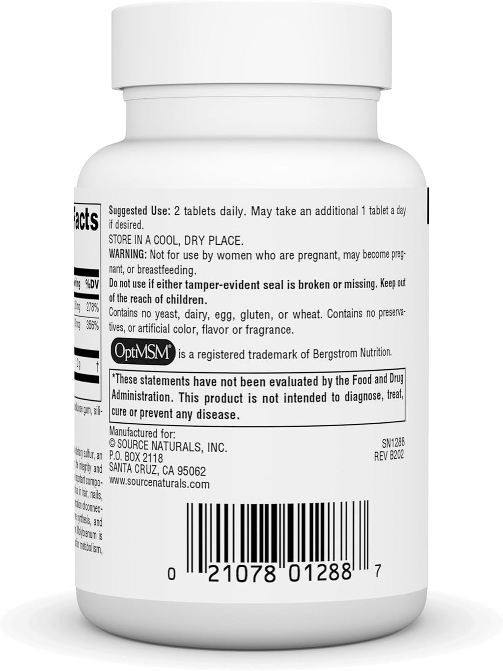 Source Naturals MSM (metilsulfonilmetano) 1000 mg – 60 Comprimidos