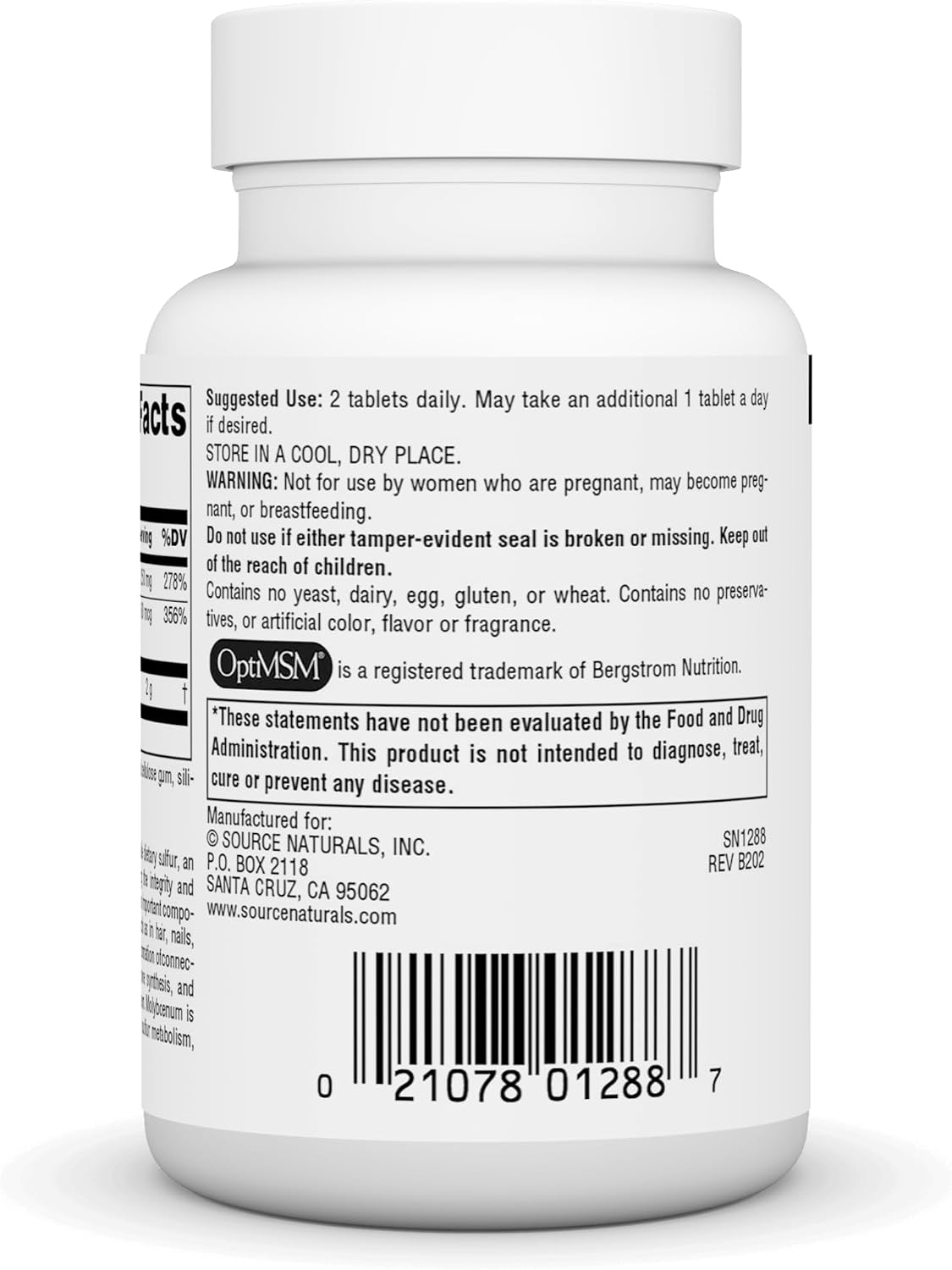 Source Naturals MSM (metilsulfonilmetano) 1000 mg – 60 Comprimidos