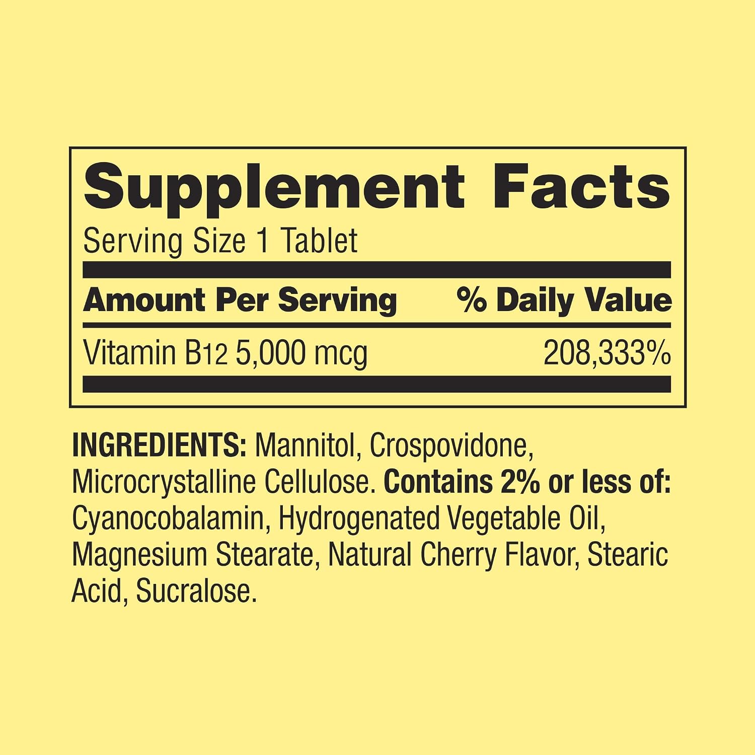 Spring Valley Vitamina B12 5000 mcg 300 comprimidos de disolución rápida