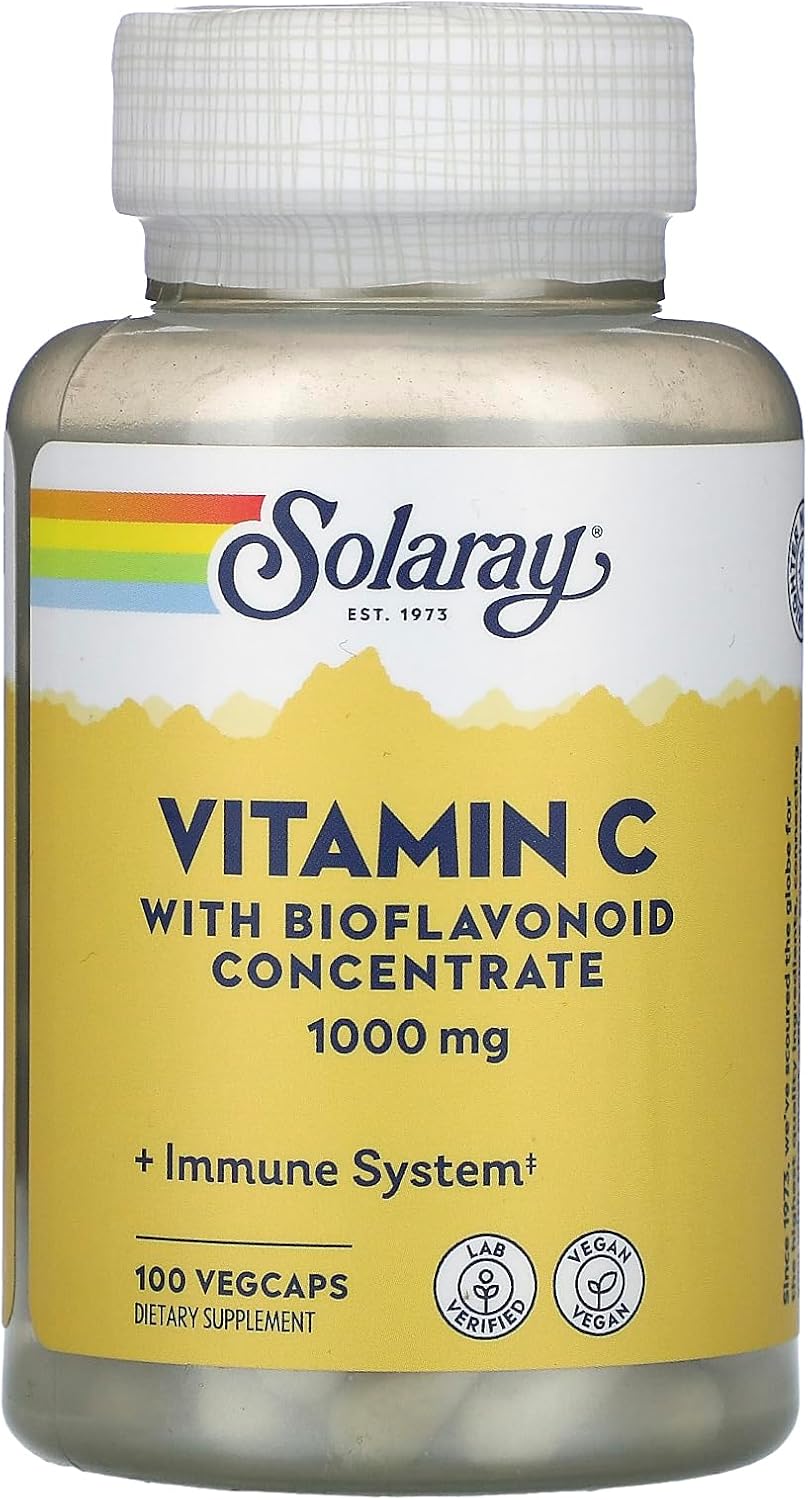 Solaray Vitamina C con Escaramujo, Acerola y Bioflavonoides – 1000 mg, 100 Cápsulas