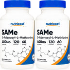 Nutricost SAM-e 400mg, 120 Cápsulas Vegetales - S-Adenosil-L-Metionina