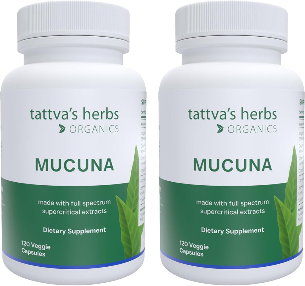 Tattva's Herbs CO2 Holistic Mucuna Pruriens Extract 500 mg – 2 Pack (240 cápsulas vegetales)
