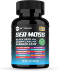 TM NATURALS - Sea Moss con Aceite de Nigella, Vitamina C, Ashwagandha y Cúrcuma, 60 Cápsulas Veganas + Pastillero Gratis