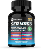 TM NATURALS - Sea Moss con Aceite de Nigella, Vitamina C, Ashwagandha y Cúrcuma, 60 Cápsulas Veganas + Pastillero Gratis