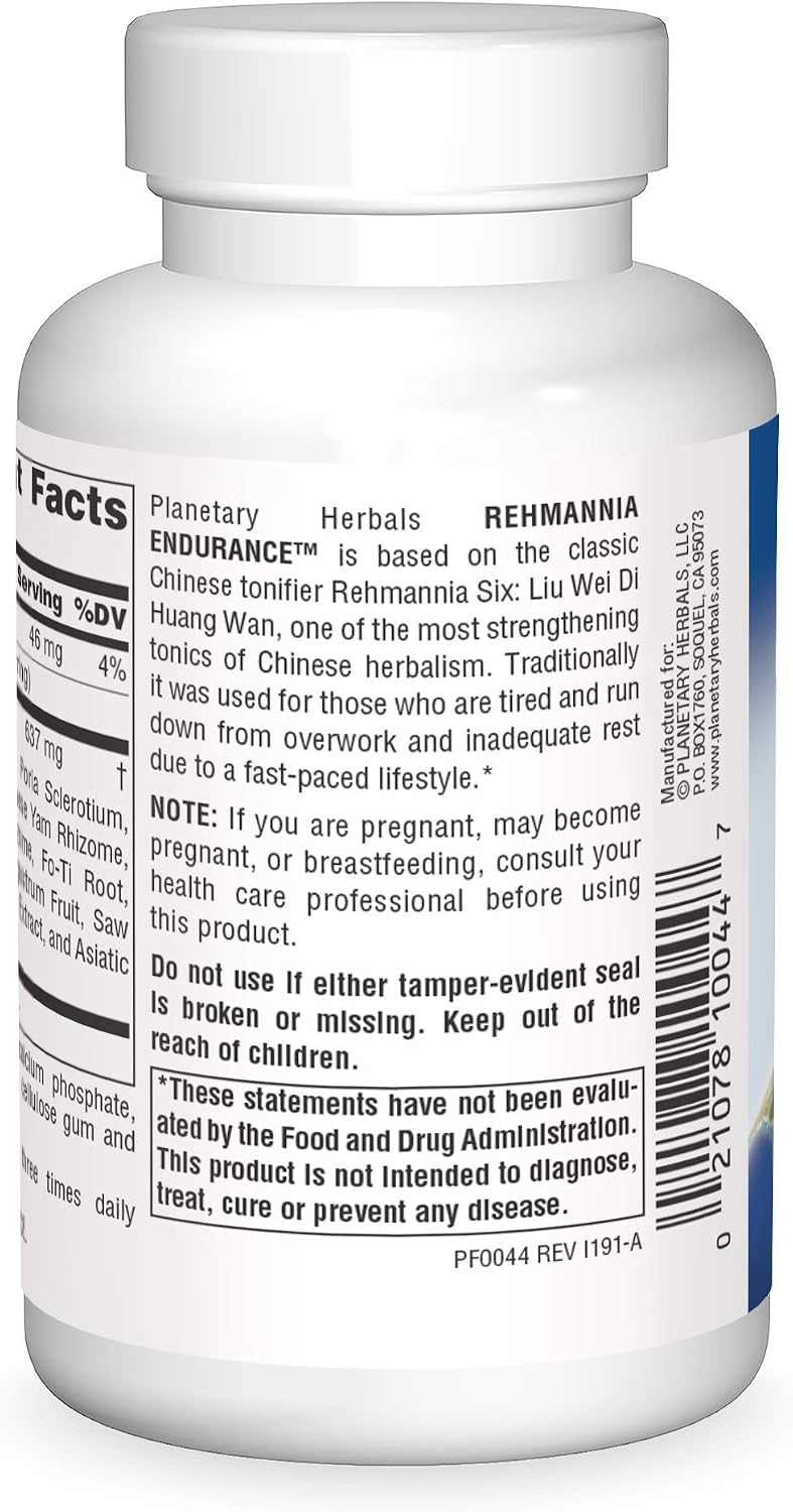 Planetary Herbals Rehmannia Endurance Comprimidos, 75 Comprimidos