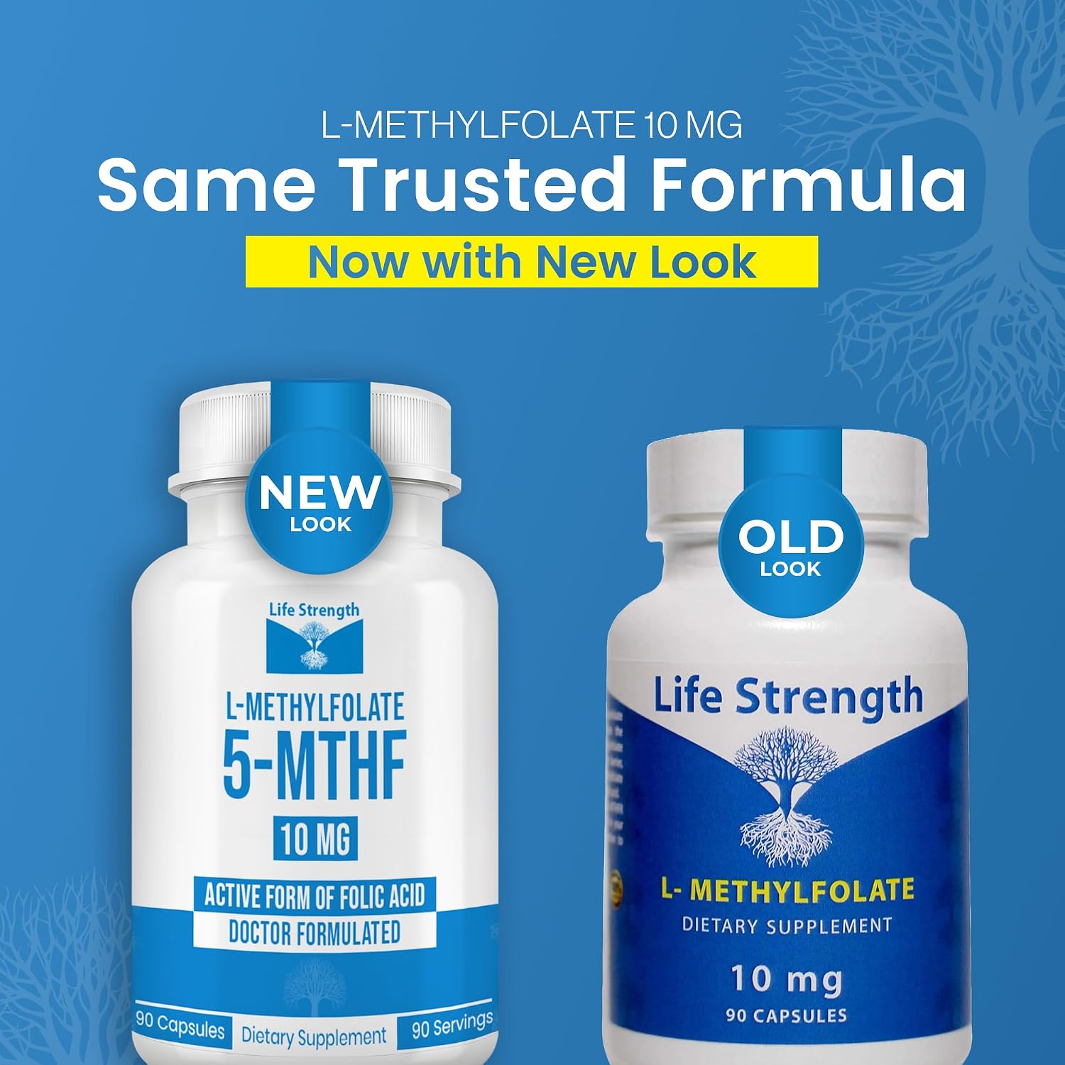 L-Metilfolato 10 mg | 90 Cápsulas | Complemento Bioactivo de 5-MTHF | LifeStrength