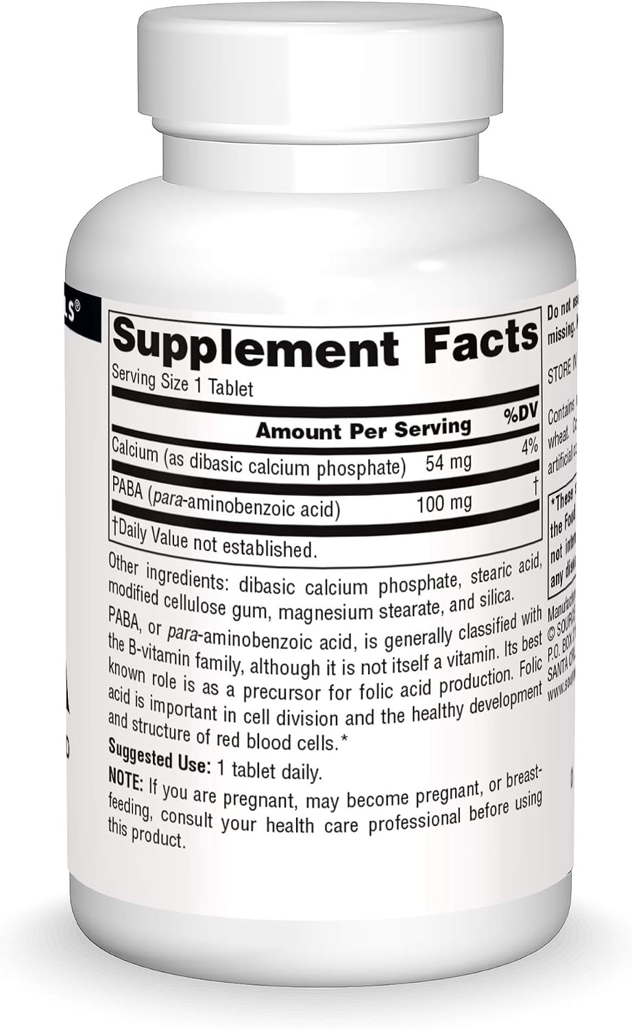 Source Naturals PABA, Ácido Para-Aminobenzoico 100 mg – 250 Tabletas