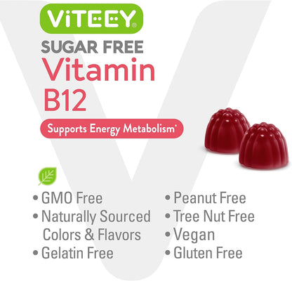 Viteey Gominolas de Vitamina B12 para – El funcionamiento normal del sistema nervioso. – Image 5