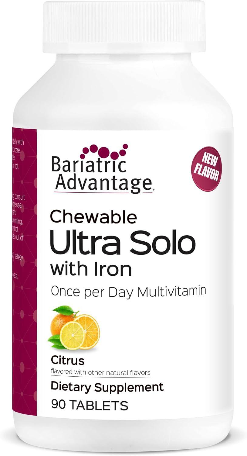 Bariatric Advantage Chewable Ultra Solo con Hierro - Multivitamínico Diario para Pacientes Bariátricos - 90 Comprimidos Masticables