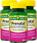 Prenatal Multivitamin Multimineral 100 Tabletas - Vitaminas Prenatales con Ácido Fólico y DHA, Suplemento Sin Gluten - Pack de 3
