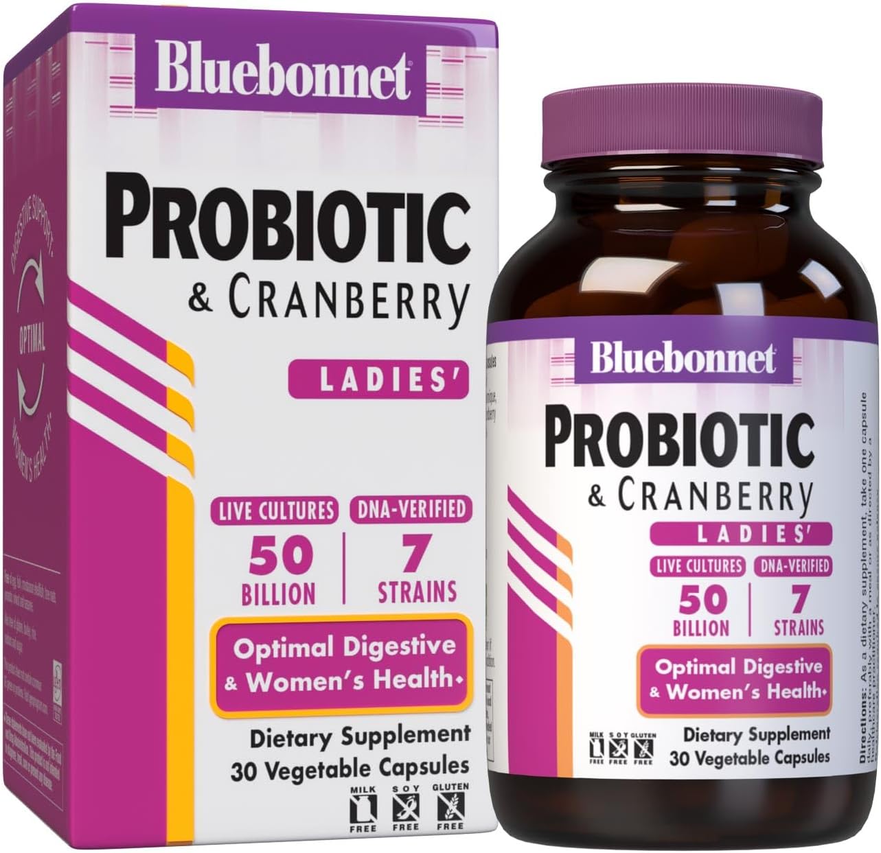 Bluebonnet Nutrition Advanced Choice Ladies' Single Daily Probiotic 50 Billion – Women's Probiotic, 30 Vegetable Capsules