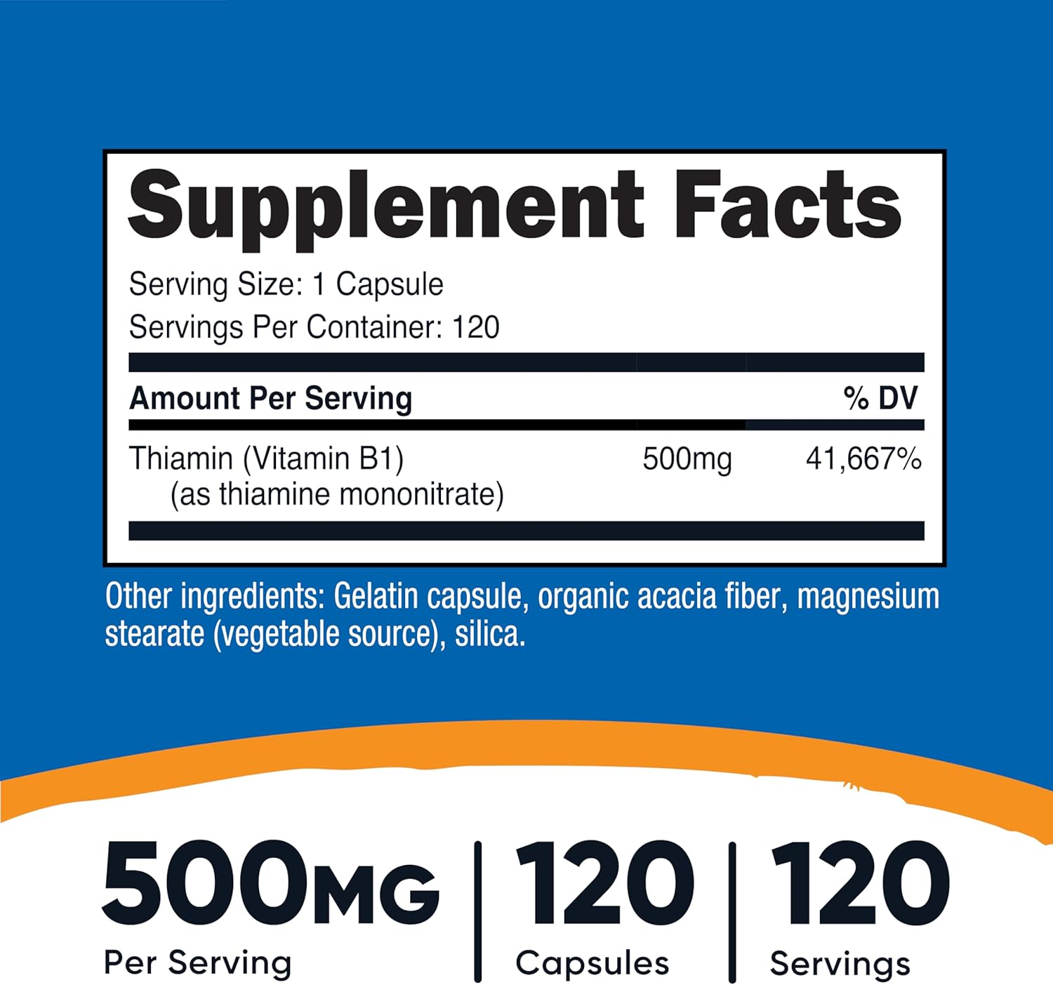 Nutricost Vitamin B1 (Thiamine) 500mg, 120 Capsules